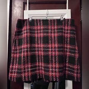 LOFT Tweed Red and Black Straight Skirt